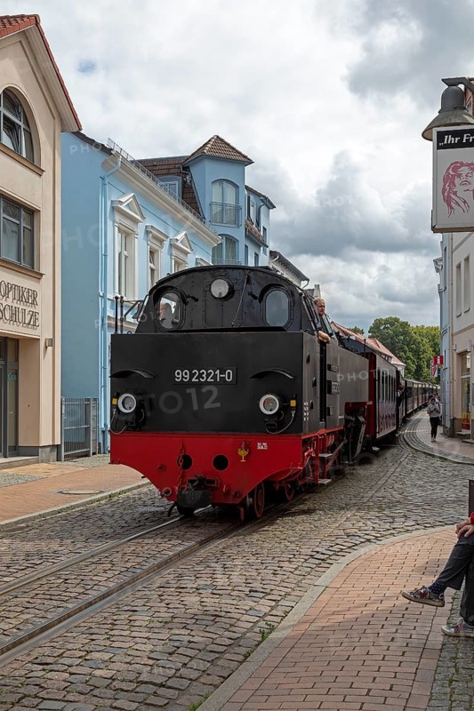 Molli steam train, town centre, Bad Doberan, Mecklenburg-Western Pomerania, Germany, Europe