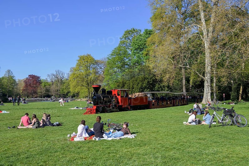 Schlossgartenbahn, 600 mm gauge park railway, steam train, Karlsruhe, Baden-Württemberg, Germany, Europe