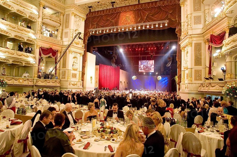 Semperoper Ball in Dresden For the Opera Ball in Dresden, the auditorium and stage of the Semperoper are transformed into a ballroom