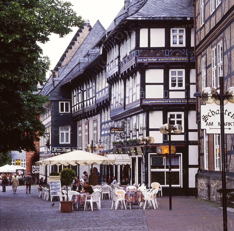 Previously separated by the Iron Curtain, the Harz and its lovely surroundings, seen here on 13.6.1994, experienced an upswing after the reunification of tourism in and around the Harz.City of Goslar, Germany, Europe