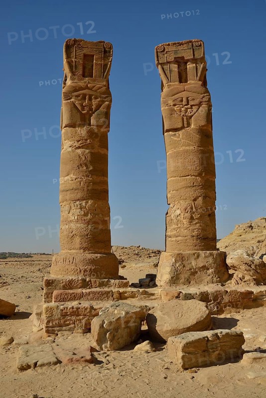 Columns, Temple of Hathor, Gebel Barkal, Karima, Northern state, Nubia, Sudan, Africa