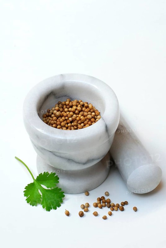 Corianderseed (Coriandrum sativum), mortar