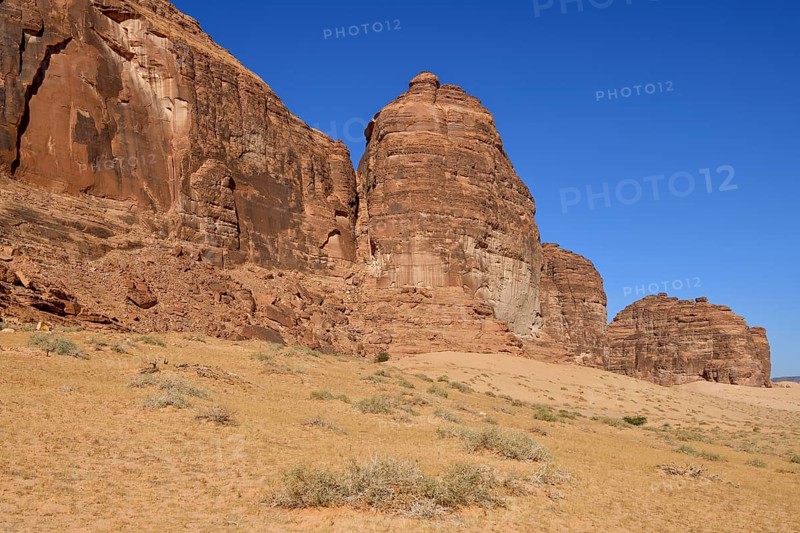 Landscape at Jabal Ikmah, near AlUla, Medina Province, Saudi Arabia, Arabian Peninsula, Asia