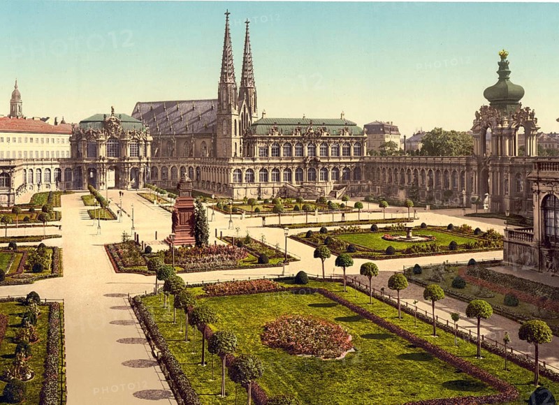 The Zwinger in Dresden, Saxony, Historic, digitally enhanced reproduction of a photochrome print from 1898
