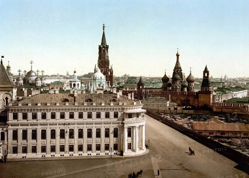 The Tsar's Square, Kremlin, Moscow, Russia, c. 1890, Historic, digitally enhanced reproduction of a photochrome print of the period, Europe