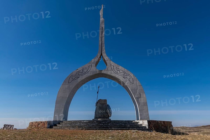 Mongol monument in the steppe of eastern Kazakhstan