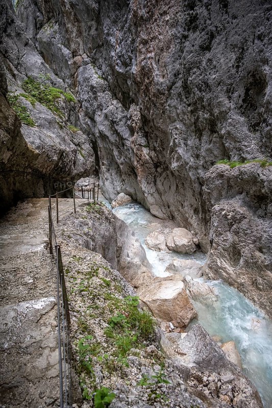 Hammersbach flows through Höllentalklamm, near Garmisch-Partenkirchen, Werdenfelser Land, Upper Bavaria, Bavaria, Germany, Europe