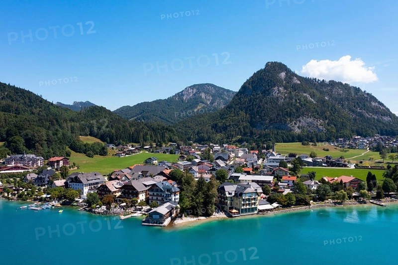 Drone shot, Fuschlsee, Fuschl am See, Salzkammergut, Land Salzburg, Austria, Europe