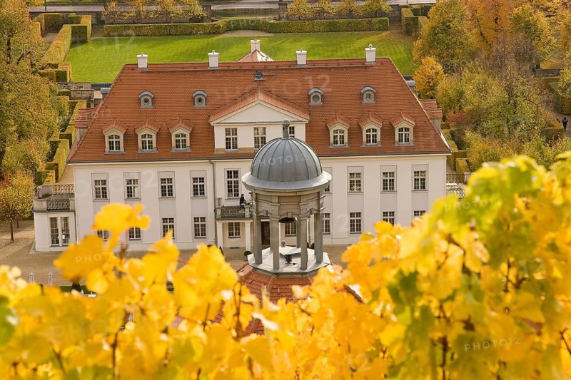 Schloss Wackerbarth or Wackerbarths Ruh' is a baroque castle surrounded by vineyards in the Niederlößnitz district of Radebeul on the road to Meissen, which serves as the seat of the Saxon State Winery. The winery belongs to the large Lößnitz vineyard and is located in the single vineyard Radebeuler Johannisberg