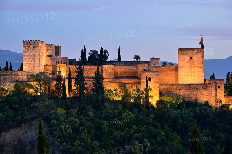 Alhambra castle on Sabikah Hill, one of the most important buildings in the Moorish style, Unesco World Heritage Site, Granada, Granada province, Andalusia, Spain, Europe