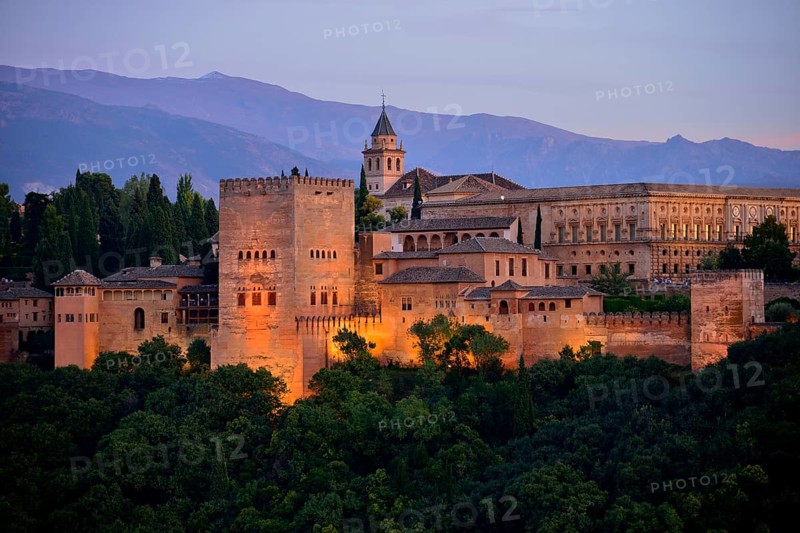 Alhambra castle on Sabikah Hill, one of the most important buildings in the Moorish style, Unesco World Heritage Site, Granada, Granada province, Andalusia, Spain, Europe