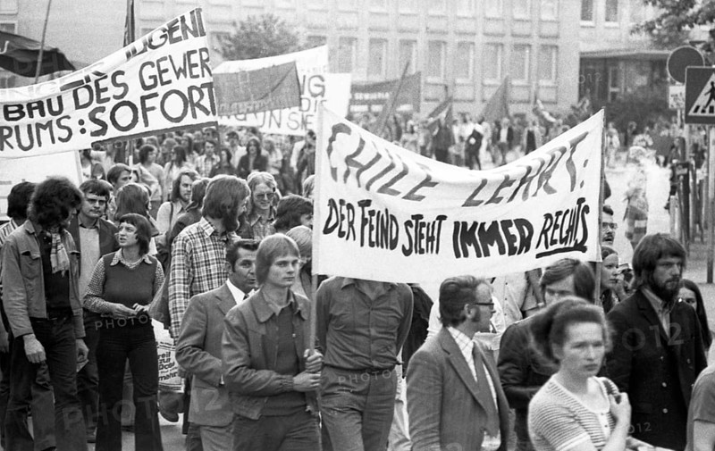 During the IV Federal Congress of the DKP-affiliated SDAJ, delegates demonstrated in Hanover on 19 May 1974 for their demands for co-determination and education, Germany, Europe