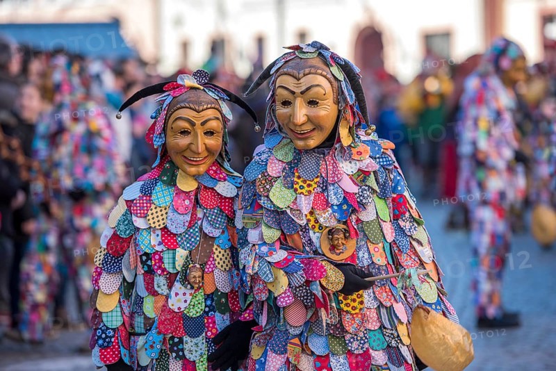 Spättlehansel on the carnival procession, Big Fasendumzug, Alemannic Fasnacht, Gengenbach, Ortenaukreis, Baden-Württemberg, Germany, Europe