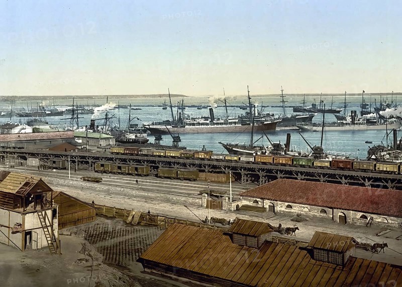 The Port of Odessa, Russia, Ukraine, circa 1890, Historic, digitally enhanced reproduction of a photochrome print of the period, Europe