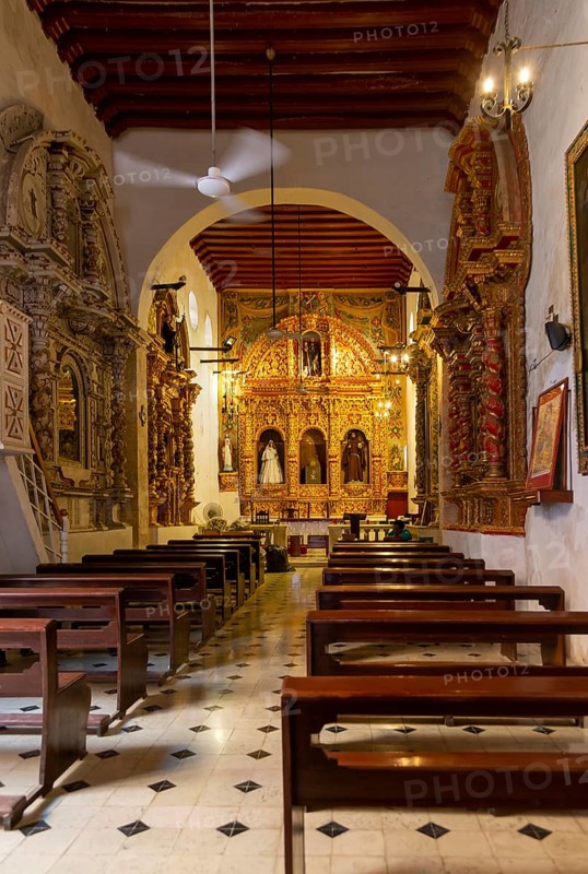 Interior of historic church convent of San Roque, Campeche city, Campeche State, Mexico, Central America
