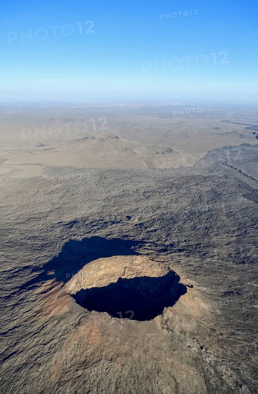 Harrat Khaybar volcanic landscape, aerial view, near Khaybar, Medina Province, Saudi Arabia, Arabian Peninsula, Asia