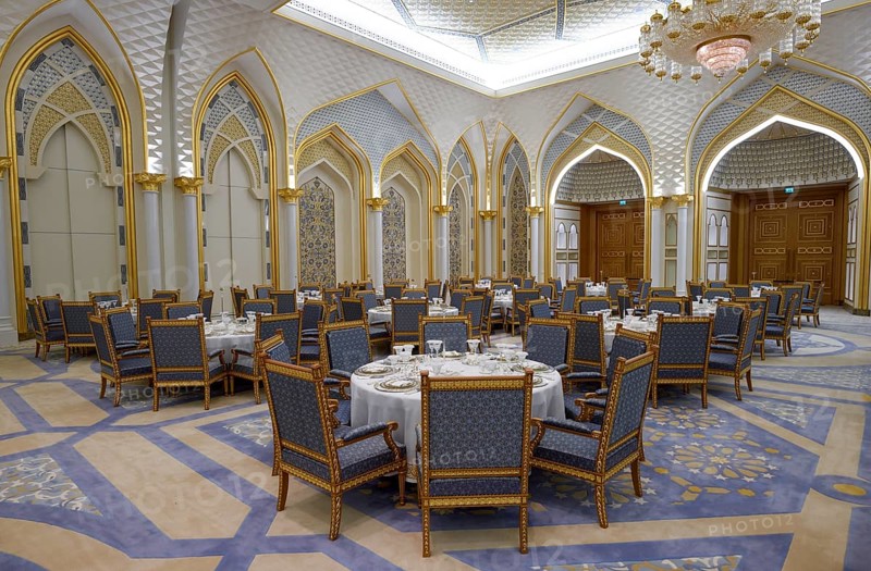 Dining Hall in Qasr Al Watan, Presidential Palace, Interior View, Abu Dhabi City, Emirate of Abu Dhabi, United Arab Emirates, Asia