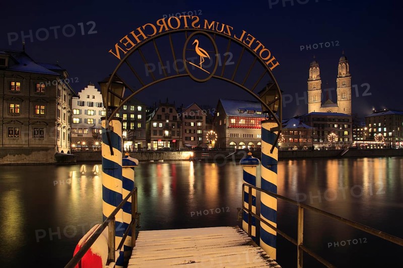 Jetty from Hotel Zum Storchen, Old Town, Limmatquai, Limmat, Zurich, Switzerland, Europe