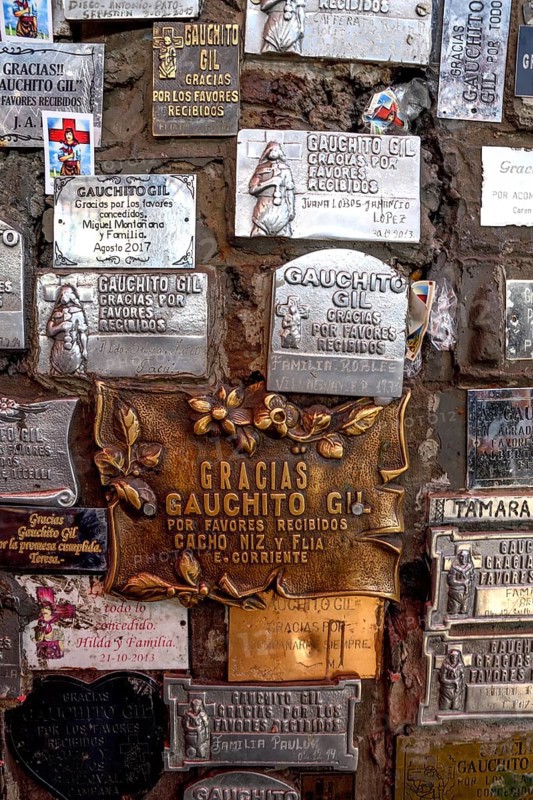 Name plaques in the Shrine of the popular saint Antonio Mamerto Gil Núñez, better known as Gauchito Gil, Santuario del Gauchito Gil, Mercedes, Corrientes Province, Argentina, South America