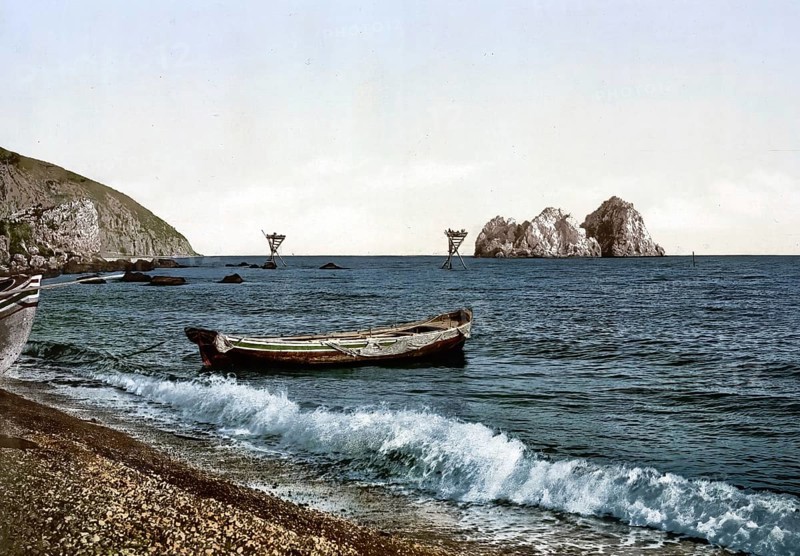 From the Gursuff, Gurzuf, Coast, Yalta, Crimea, Russia, Ukraine, c. 1890, Historical, digitally enhanced reproduction of a photochrome print of the period, Europe