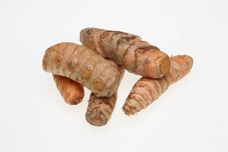 Turmeric (Curcuma longa) or curcume, yellow ginger, saffron root, turmeric, plant species of the ginger family, medicinal plant, dye plant and spice
