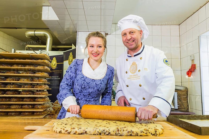 DEU Sachsen Radebeul The sweet building blocks for the giant stollen, which will be presented and sold on 8 December at the 25th Dresden Stollen Festival, are also being made at the Trepte bakery in Radebeul, where the 24th Dresden Stollen Girl, Lina, is being trained