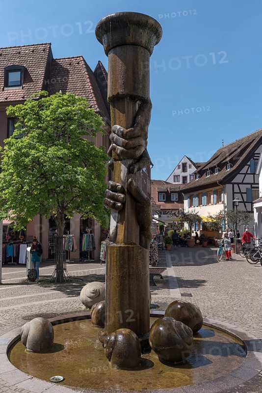 Initiative Citizens donate a fountain, created by the sculptor Michael Schwarze, Emmendingen, Baden-Württemberg, Germany, Europe