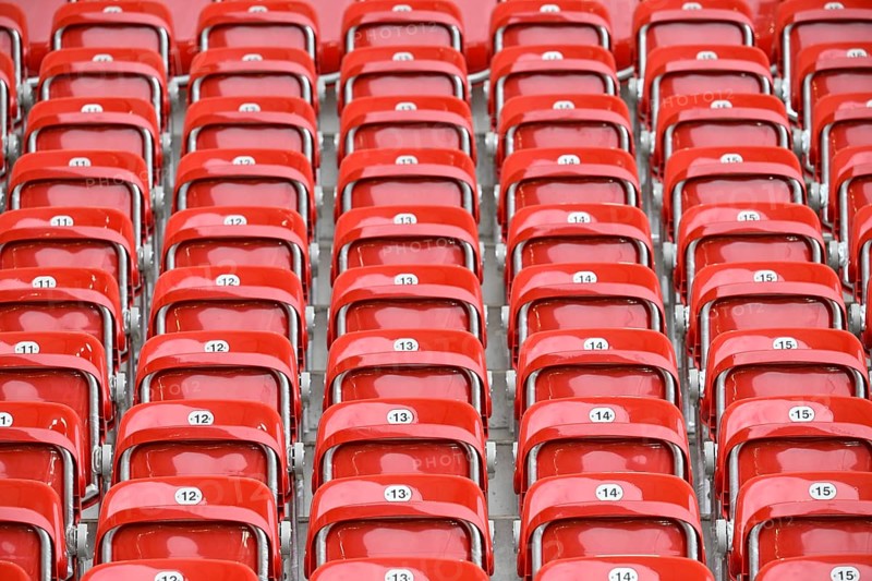 Empty red seats, grandstand, MHPArena, MHP Arena Stuttgart, Baden-Württemberg, Germany, Europe