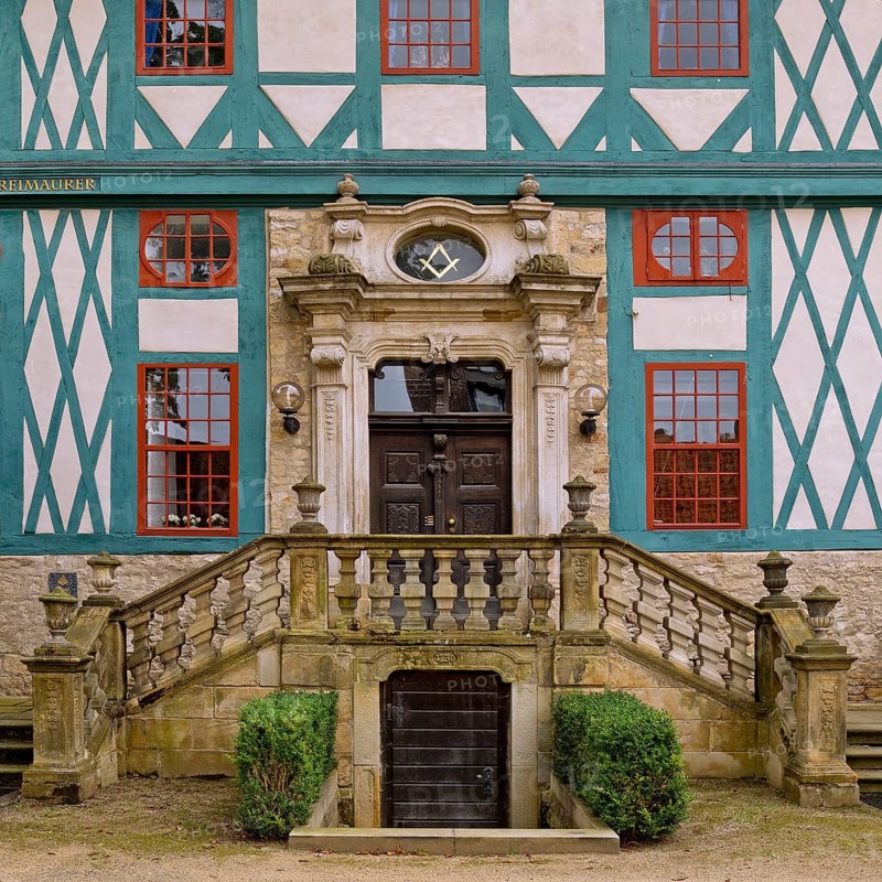 The Lodge House of the Hildesheim Freemasons Gate to the Temple of Light in the former Cathedral Provostry, Lower Saxony, Germany, Europe