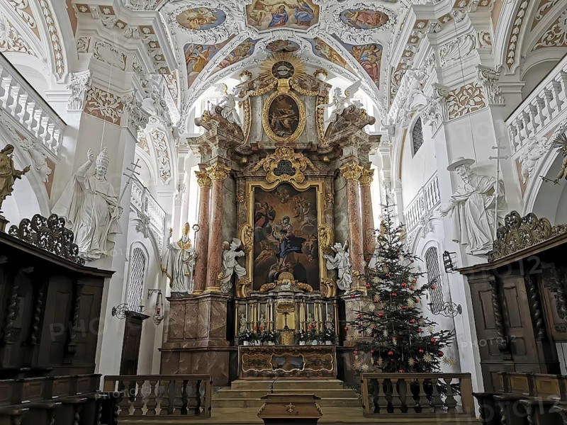 Interior of the collegiate church of Speinshart Monastery, abbey of the Premonstratensian Order, Neustadt an der Waldnaab district, Upper Palatinate, Bavaria, Germany, Europe