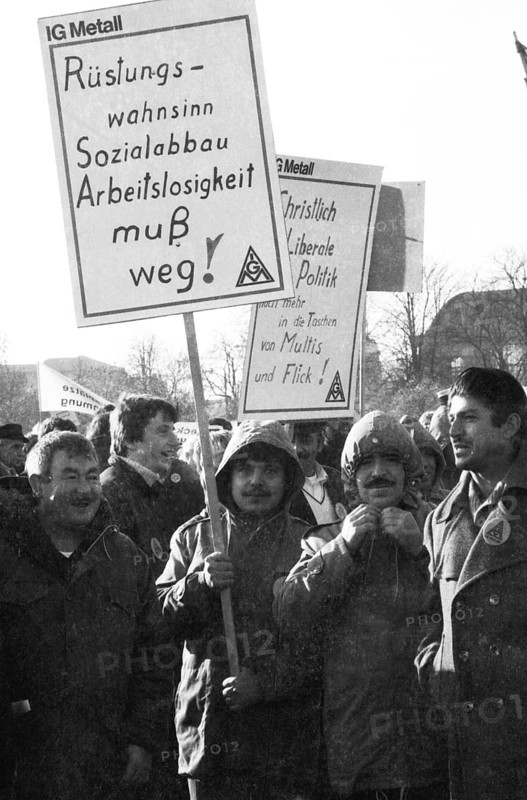 More than 100, 000 followed the DGB's call in 1982 for a large demonstration against unemployment and social cuts and for codetermination, Germany, Europe