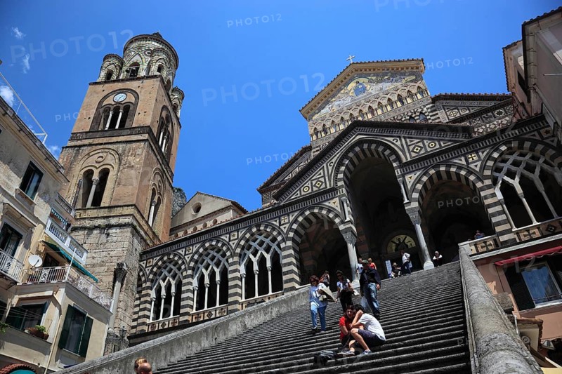 Cathedral Square and Cathedral Cattedrale di Sant' Andrea, Amalfi, Campania, Italy, Europe