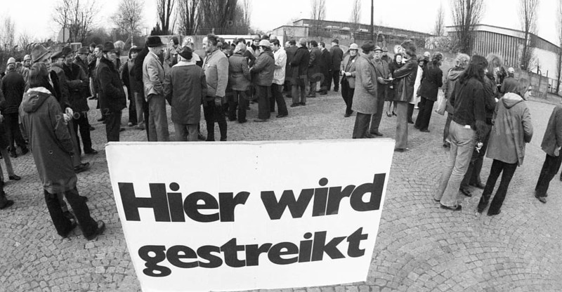 The strike action in the collective bargaining dispute of the Industriegewerkschaft Metall (IG Metall) from 19-21 March 1974 in Bremen and Bremerhaven, Germany, Europe