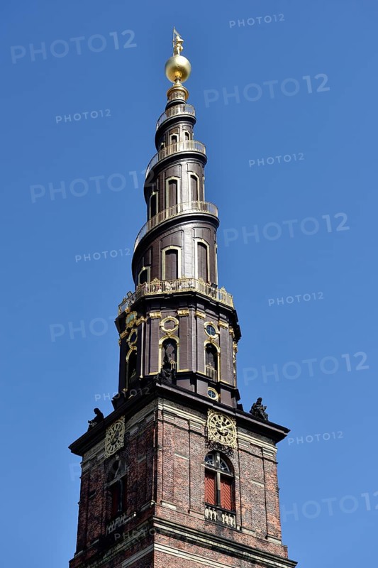 Corkscrew-shaped tower of the Lutheran Church of the Redeemer, Church of Our Saviour, Copenhagen, Copenhagen, Denmark, Europe