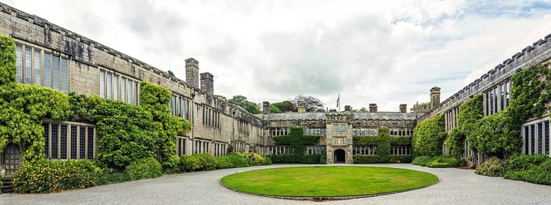 Panorama of Lanhydrock House and Garden, Bodmin, Cornwall, England, UK