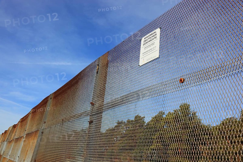 Point Alpha, memorial and meeting place on the road between Geisa (Thuringia) and Rasdorf (Hesse), Germany, expanded metal fence, former border fence, Europe