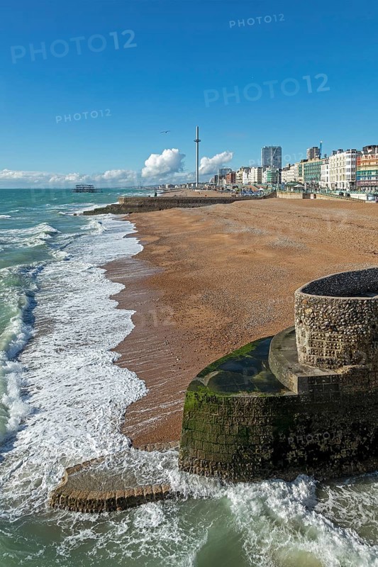 Seafront, Beach, groyne, Brighton, East Sussex, England, United Kingdom, Europe