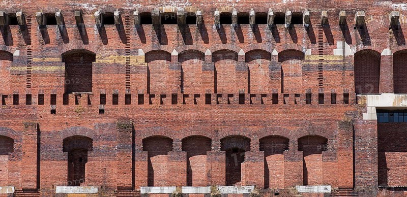 Detail of the masonry of the Congress Hall in the inner courtyard, unfinished National Socialist monumental building on the Nazi Party Rally Grounds, Nuremberg, Middle Franconia, Bavaria, Germany, Europe