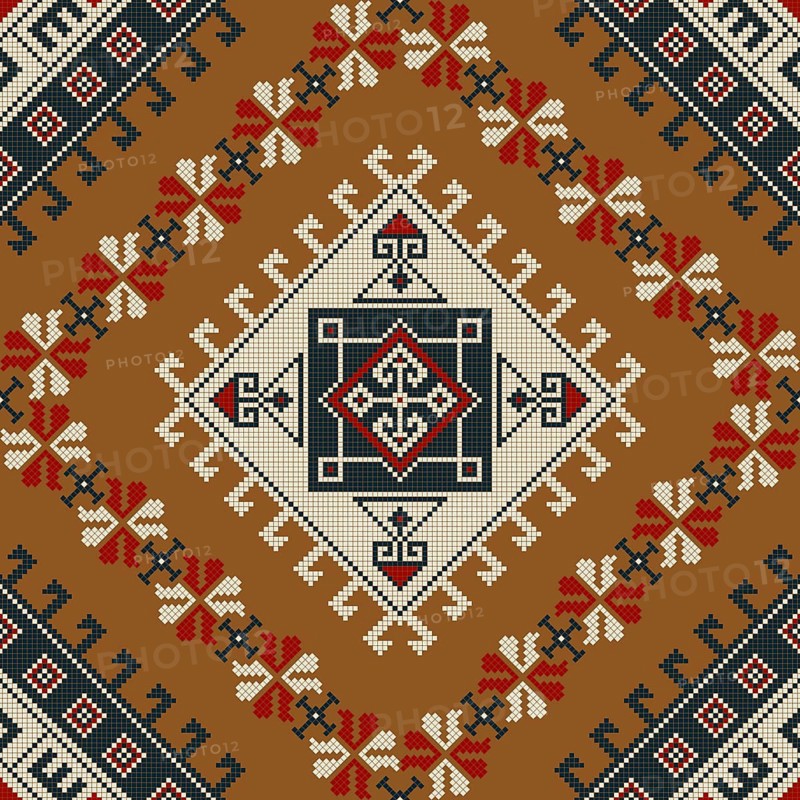 Traditional Georgian folk art embroidery vector pattern