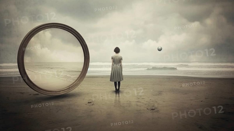 Abstract conceptual for A young woman longing. generative AI