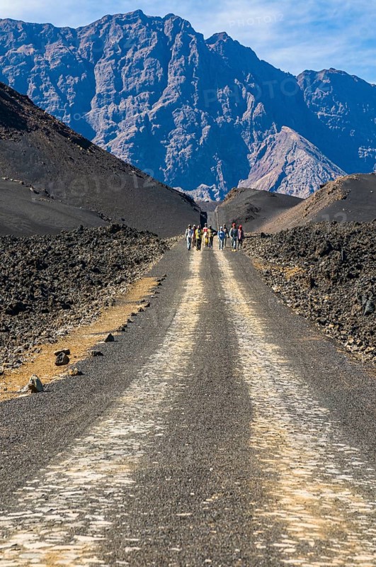 Path near vulcano on. Fogo. Cabo Verde. Africa
