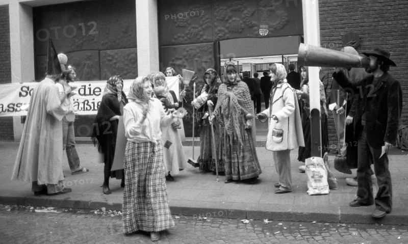 With an original idea Witches against occupational bans, those affected by the Radical Decree demonstrated in front of the city hall in Cologne, Germany on 27.09.1979