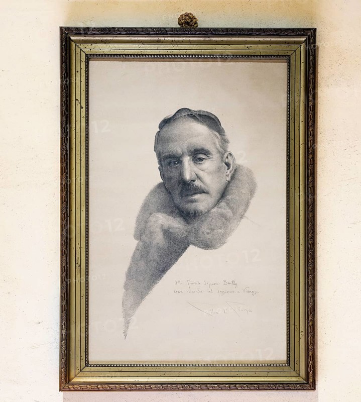 Portrait with dedication of the composer Giacomo Puccini, Birthplace, Casa Natale di Giacomo Puccini, Lucca, Tuscany, Italy, Europe