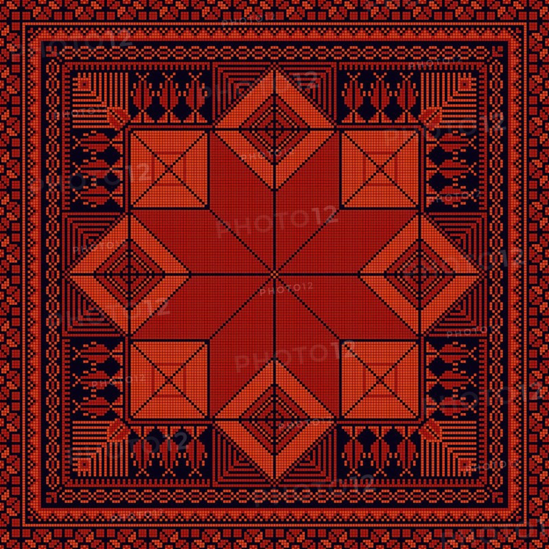 Decorative Palestinian seamless pattern in colors, traditional Tatreez embroidery, vector illustration