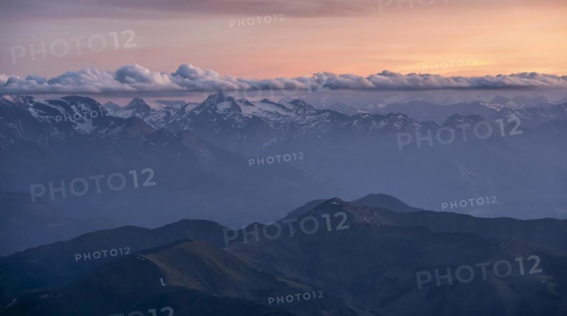 Evening mood, Dramatic mountain landscape, View from Hochkönig, Salzburger Land, Austria, Europe