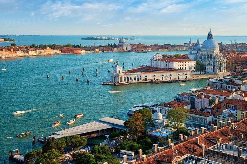 View of Venice lagoon and Santa Maria della Salute church. Venice, Italy, Europe