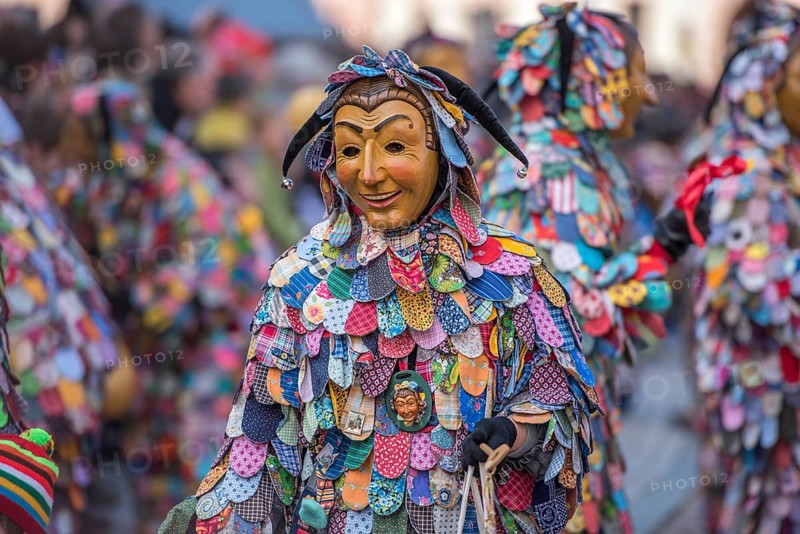 Spättlehansel in the carnival procession, Big Fasendumzug, Alemannic Fasnacht, Gengenbach, Ortenaukreis, Baden-Württemberg, Germany, Europe