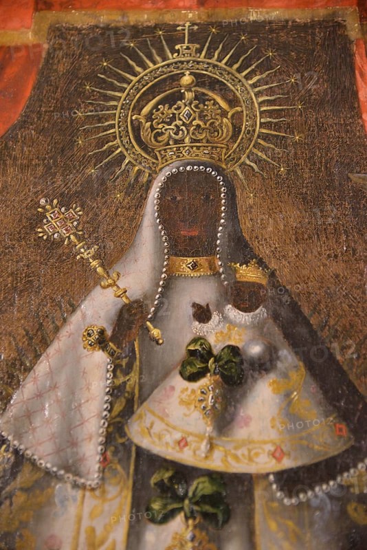 Oil painting of the Black Madonna in the church Iglesia de San Martín, Trujillo, Provinz Cáceres, Extremadura, Spain, Europe