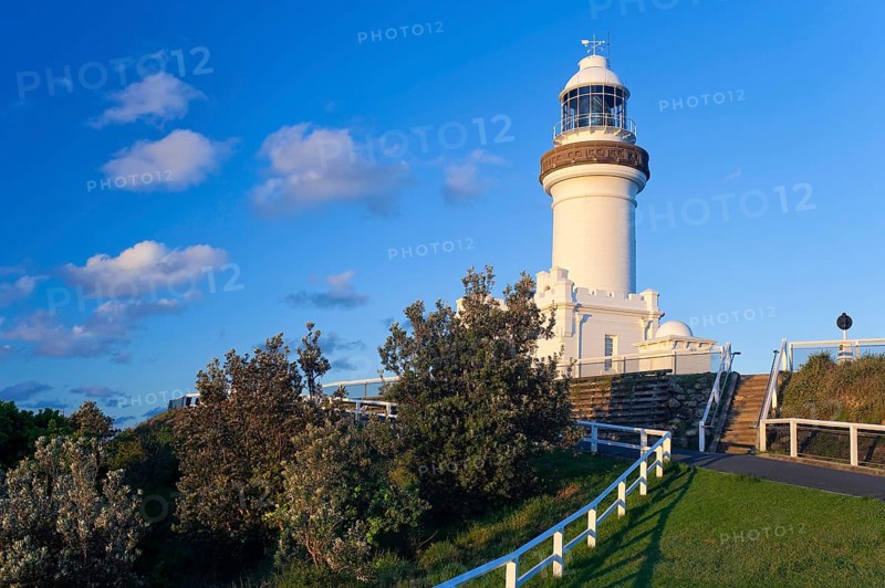 Lighthouse, architecture, design, building, blue sky, seafaring on the coast of Byron bay, Queensland, Australia, Oceania