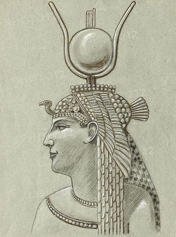 Pharaoh Cleopatra VII born 69 BC, died 12 August 30 BC, ruled Egypt as the last queen of the Macedonian-Greek dynasty of the Ptolemies from 51 BC to 30 BC, Historical, digitally restored reproduction from an original of the period